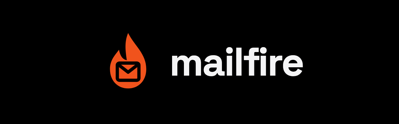 Mailfire logo: an orange flame with a cut-out envelope, next to the word mailfire